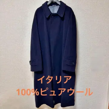 빈티지 이탈리아 100% 퓨어 울 네이비 코트