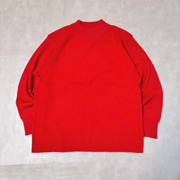 하이넥 니트 긴팔 세미 터틀 레드 루즈핏 캐주얼 크리스마스