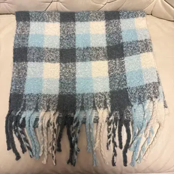 새상품 대형 머플러 체크 무늬 머플러 스카이블루 그레이