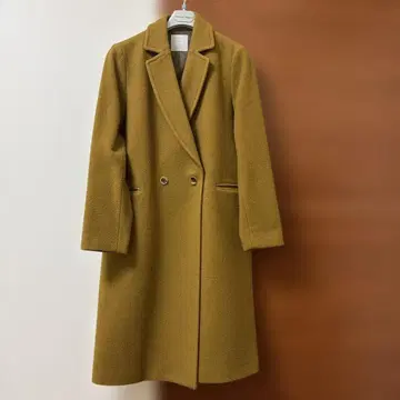 티크 머스타드 체스터 코트 모 100%