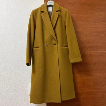 티크 머스타드 체스터 코트 모 100%