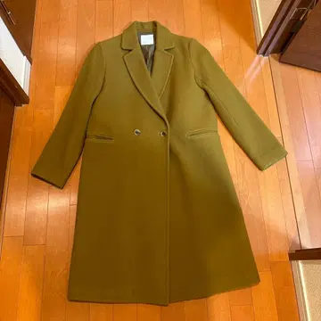 티크 머스타드 체스터 코트 모 100%