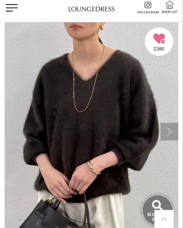 LOUNGEDRESS 다크 브라운 퍼 캐시미어 니트 브라운 2024