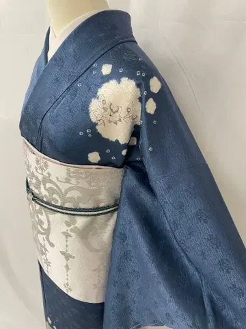 미사용 새상품 순수 실크 이중 기모노 문양 디자인 츠지카 꽃 호몬기 단품