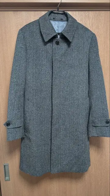 미사용급 캐시미어 100% 미츠미네 스텐카라 코트 헤링본 그레이