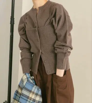 KBF 멀티 뷔스티에 SET 가디건 상의 가디건 브라운