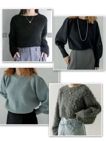 mystic 니트 모음 늑골 절개 퍼프 니트 숏 니트