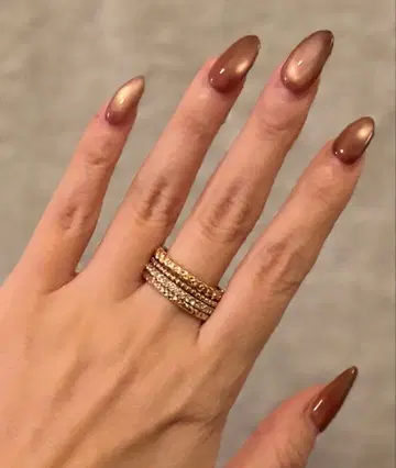 아쉬페프랑스 골드 도금 크리스탈 부착 4연 반지 18~19호