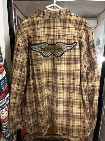 HARLEY-DAVIDSON 긴팔 플란넬 셔츠 2XL 베이지 계열 체크