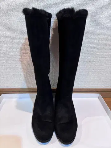블랙 스웨이드 롱 부츠 24cm