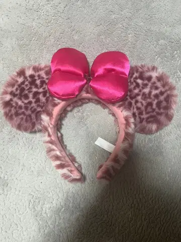 도쿄 디즈니 리조트 머리띠 레오파드 무늬 핑크