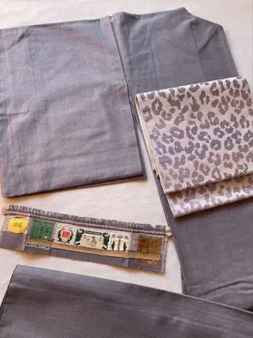 관리된 블루 그레이 무지 유키쓰무기 증서 있음