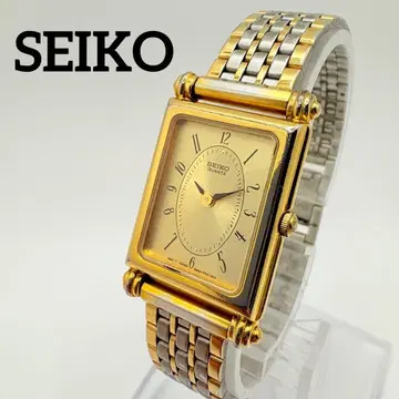 가동 새상품 배터리 SEIKO 탱크 손목시계 스퀘어 콤비 컬러 골드