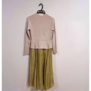 [ CELFORD ] 리브 니트 원피스 긴팔 라임 M