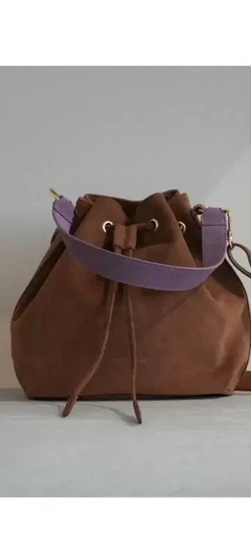 HINC NUNC 복조리형 숄더백 브라운 퍼플 스웨이드백