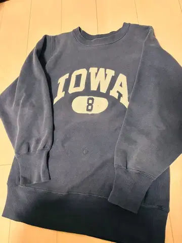 레어 90s 챔피온 트리코 태그 IOWANo 8 리버스 위브 네이비