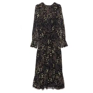 시어 프린트 플리츠 원피스 (블랙)