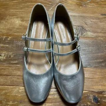 ADAM ET ROPE 실버 스트랩 펌프스 합성 피혁