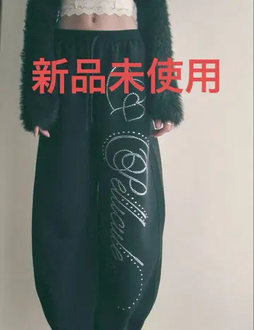 stone-deco sweat pants 페리큐어 블랙 미사용 새상품