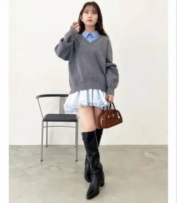 LILY BROWN 니트 셔츠 미니 원피스