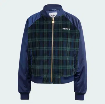 adidas 네이비 그린 체크 봄버 자켓