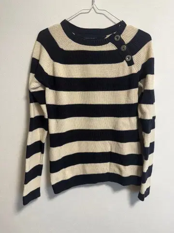 타미힐피거 보더 니트 블랙 x 아이보리 스웨터