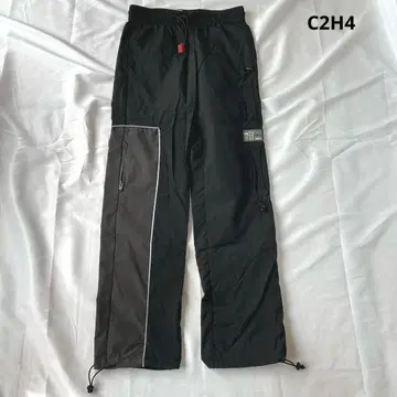 C2H4 쉘 나일론 팬츠 블랙 S 리플렉터 드로 코드