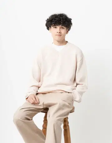 코튼 V넥 스웨터 B5043