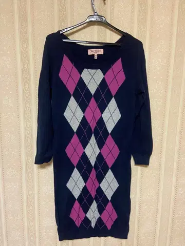 Juicy Couture 아가일 무늬 원피스 XS 7부 소매