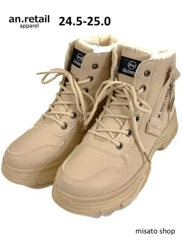 여성용 겨울용 스노우 부츠 미끄럼 방지 어그 부츠 카키 24.5-25