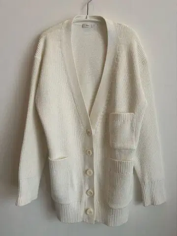 yori V넥 코튼 니트 가디건 화이트