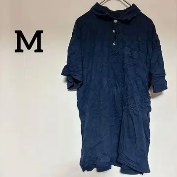 1점 네이비 피케 셔츠 [M] 100% 코튼 여름 작업옷 반팔