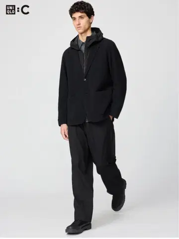 UNIQLO C 블랙 이지 와이드 테이퍼드 팬츠