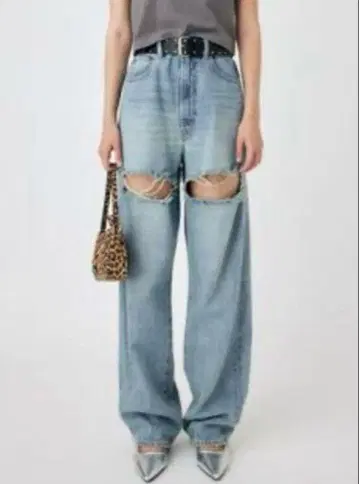 moussy 컷 아웃 루즈 스트레이트 데님