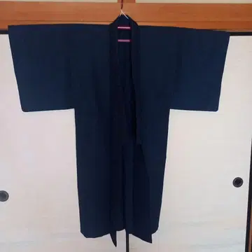 다크 네이비 울 기모노 겉옷 세트