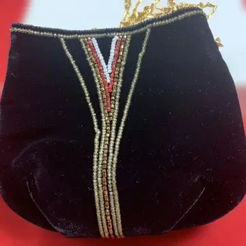 LUMY 루미하시모토 복조리 백 비즈 자수 블랙 벨벳