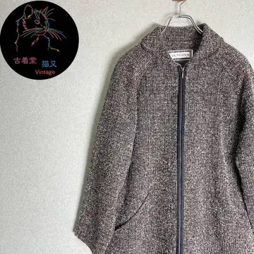 M 자켓 믹스 트위드 롱 기장 래글런 슬리브 노카라