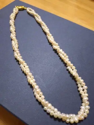 담수 진주 트위스트 디자인 목걸이 925 각인