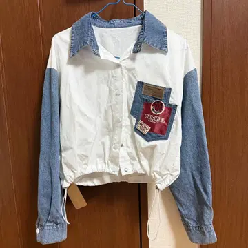 화이트 데님 크롭 자켓