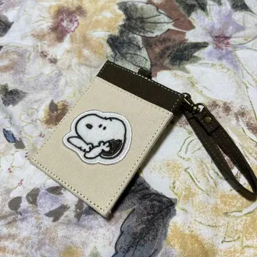 스누피 교통카드 지갑 ID 카드 케이스 베이지