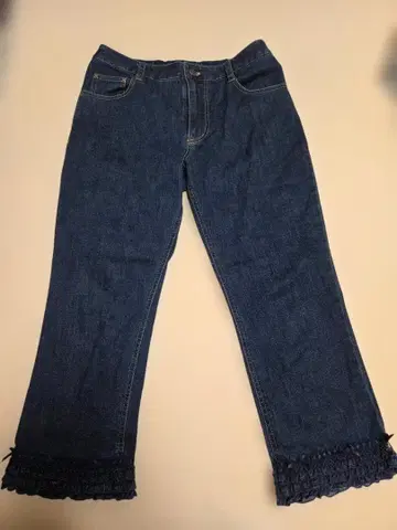 PINK HOUSE 부츠컷 프릴 데님 다크 블루