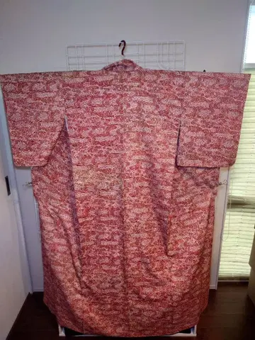 새상품급 시츠케츠키 워셔블 기모노 코몬 이중 기모노 유선 패턴 단풍 패턴