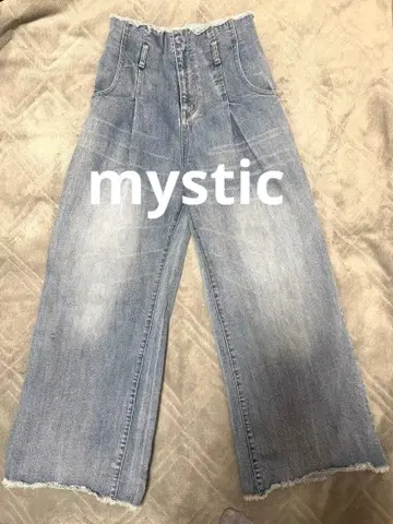 [ 새상품급 ] mystic 오버 다이 와이드 데님 라이트 블루