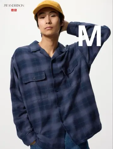 [ 미사용 ] 25AW 유니클로 브러쉬드 코튼 오버 사이즈 셔츠 M 파랑