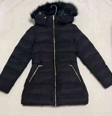 ZARA 세미롱 후드 부착 다운 자켓 블랙 S 사이즈