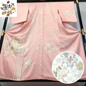 MK-1528 호몬기 자수 아름다운 꽃 무늬 은부품 자수 옅은 홍색