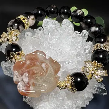 [손 조각] 벚꽃 마노 장미 야벚꽃 마노 팔찌