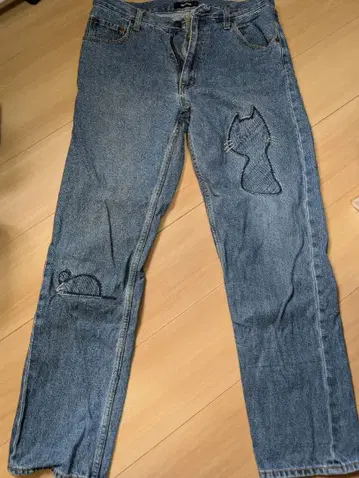 네넷 고양이 & 쥐 패치 데님 청바지 여성용 네넷