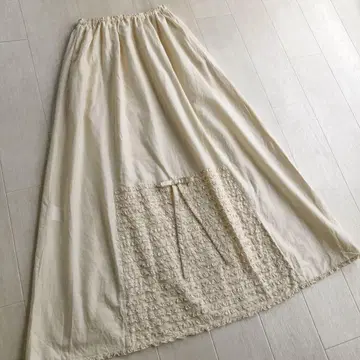 카네코 이사오 면 로운 생성색 뒷 피코 프릴 스커트