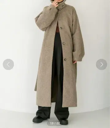 mystic 스탠 칼라 롱 코트 브라운 사이즈 1